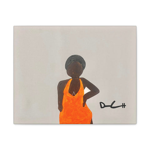 "WOMAN IN THE ORANGE DRESS" Acrylic on Canvas Print